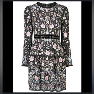 NWT Needle & Thread Floral Whisper Black Embroidered Beaded Dress Multi Size 4